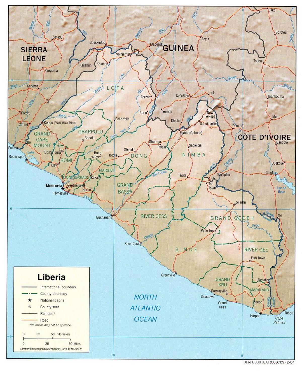 kaardi geograafiline kaart, Libeeria