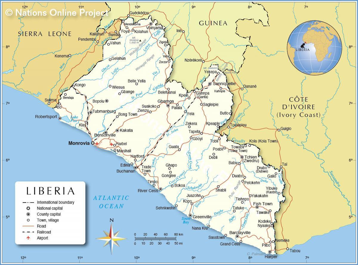 kaart Libeeria lääne-aafrika