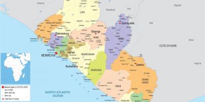 Kaart joonistada, poliitiline kaart, Libeeria