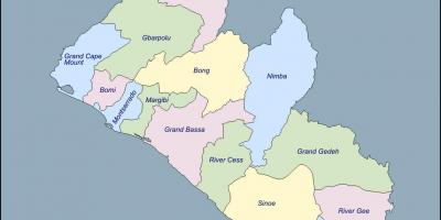 Kaart Libeeria maakondades